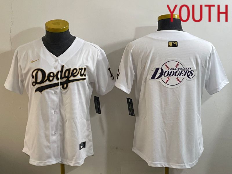 Youth Los Angeles Dodgers Blank White Game 2024 Nike MLB Jersey style 12059